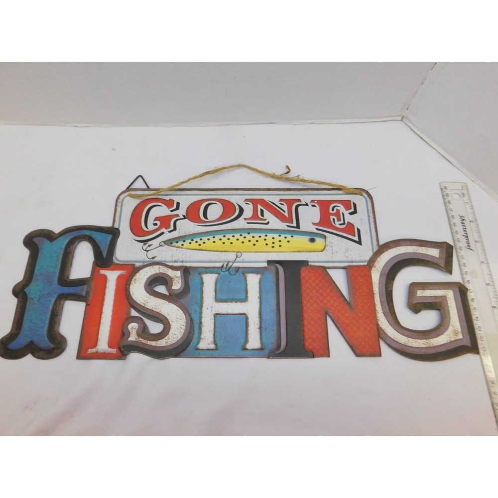Gone Fishing Metal Sign